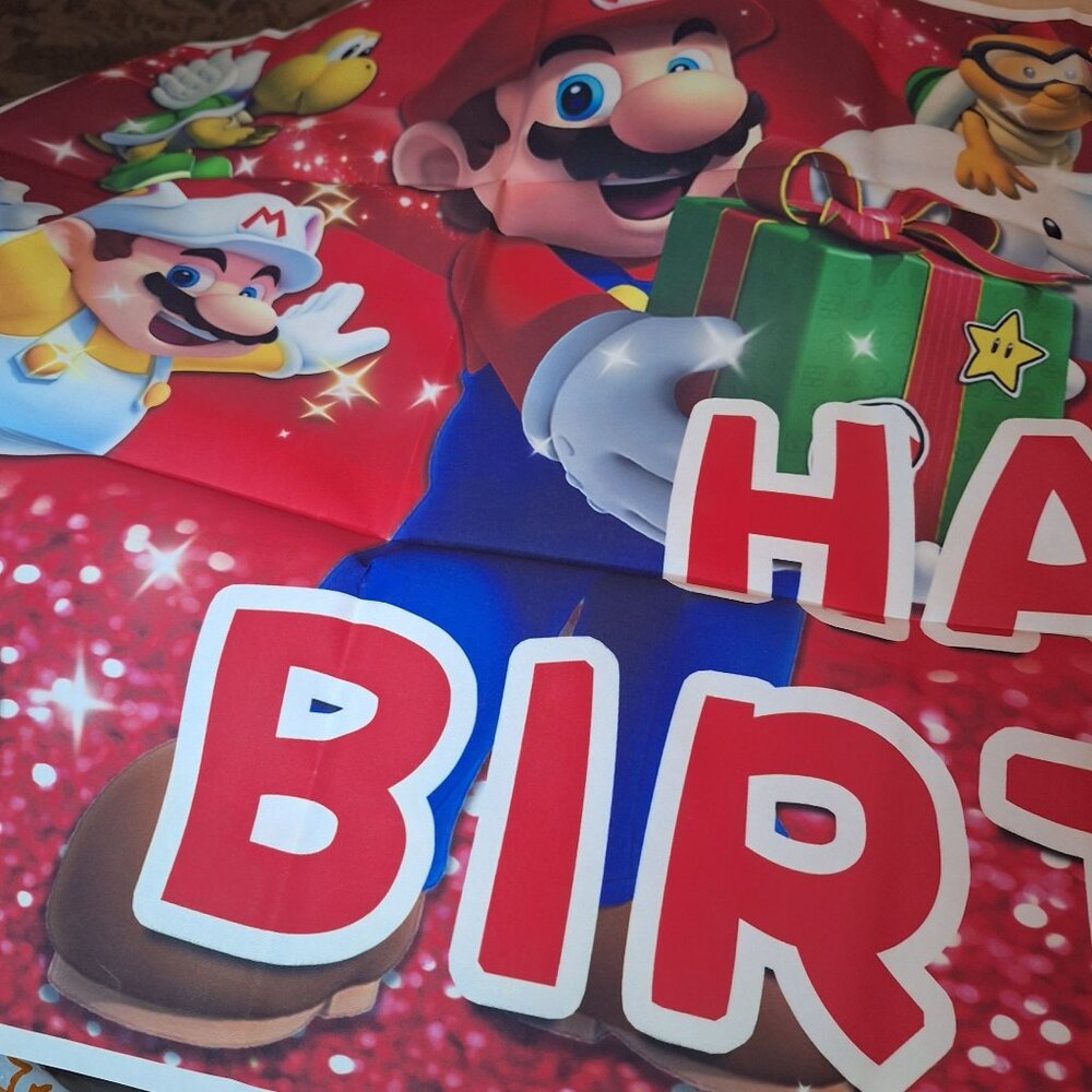 Super Mario Themed Birthday Party Supplies Cake Toppers Banner Tablecloth Toad - Picture 8 of 10
